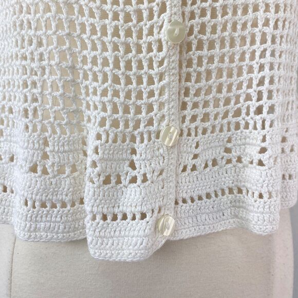 Vintage Norton McNaughton White Crochet Cardigan Small Whimsy Fairy Boho Peasant - Picture 6 of 11
